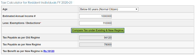 Screenshot showing Tax Computation of Rahul