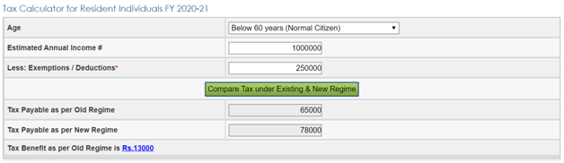Screenshot showing Tax Computation of Sakshi